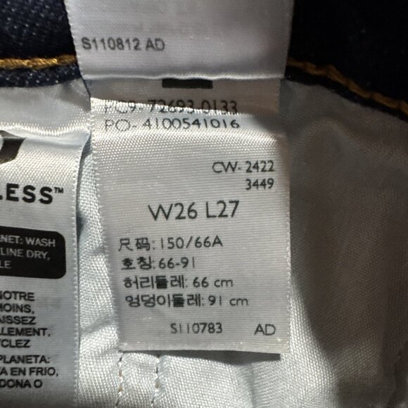 Levis Ribcage Straight Ankle Jeans Women 26 Stretch Distressed Dark Wash Denim - Picture 6 of 13